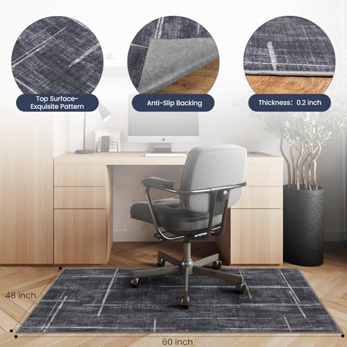 Office Chair Mat for Hardwood Floor&Tile Floor,48" X 60 Heavy Duty Desk Chair Mat for Hard Floors,Under Desk Rug for Rolling Computer Chair,Anti Slip,Low Pile Carpet Floor - color: Black Blue, size: 48"X 60"
