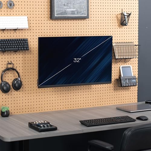 VIVO Articulating Single Monitor Pegboard Mount with Arm, Fits Screens up to 32 inches and Peg Boards up to 0.25 inches Thick with 1 inch Hole Spacing, Black, MOUNT-PB2A - size: up to 32" screens, style: Extended