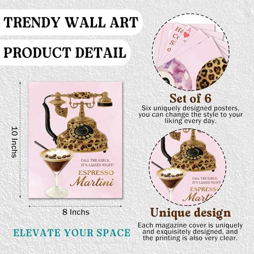 Isfvqyub Preppy Cheetah Leopard Wall Art, Aesthetic Lucky 8 Ball Stockholm Poster For Girl Boy, Trendy Pink Poker Wall Decor For Bedroom Dorm College Apartment Office, Set Of 6 -A05 - size: Lucky 8 Ball