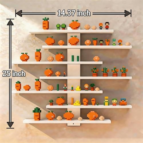 No Drill Floating Shelf for Wall, 7-Tier Wall Mounted Organizer, Damage-Free Display Shelf for Collectibles, Figures, Bathroom Kitchen Storage, White - color: White, size: 7-Tier (20.5" x14.6" x 2.6")