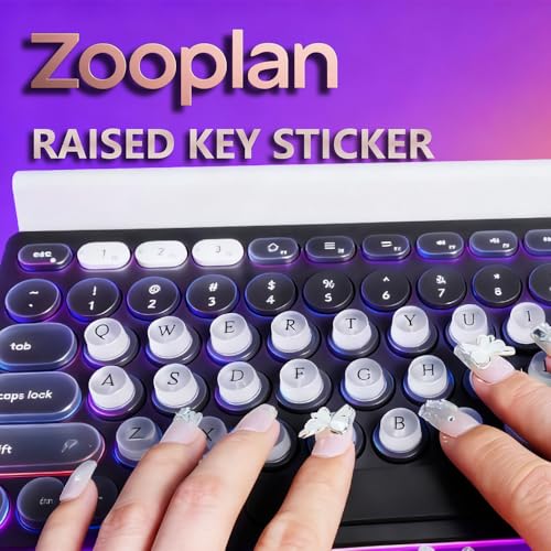 DIY Raised Keyboard Sticker with Letter Decals for Long Nails, 80 Pcs Adhesive Keycap Riser for Nail Art Protective Keycap Silicone Sticky Pad Suitable for Tying and Gaming (Translucent-Cylinder)