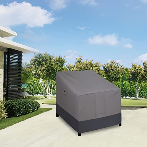 Easy-Going Outdoor Chair Cover Waterproof, Heavy Duty Patio Chair Cover, Windproof Outdoor Furniture Cover with Air Vent (1 Pack-33.5Wx40Dx36H inch, Gray/Dark Gray) - color: Gray/Dark Gray, size: 1 Pack-33.5Wx40Dx36H
