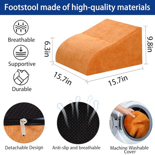 Foot Rest for Under Desk at Work, Ergonomic Under Desk Footrest with Washable Cover for Office, Home & Gaming Leg Elevation Pillow Orange - color: F-orange