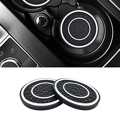 2 PCS Car Cup Holder Coaster,Car Coasters Cup Mats,2.75 Inch Universal Car Cup Coasters,Non-Slip Anti Dust Mats Cup Holder Insert Coaster, Suitable for Most Car Interior(White) - color: White