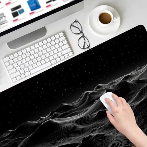 Large Extended Gaming Mouse Pad with Stitched Edges,Black 3D Design XL Desk Pad Mouse Pads for Desk,Waterproof Computer Keyboard Mat Mousepad with Non-Slip Base for Esports Pros/Gamer/Desktop/Office - color: D3