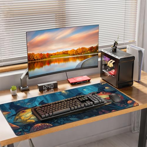 Anime Frog Playing Card Gaming Mouse Pad, Extended 35.4 x 15.7 Inches, Non-Slip Rubber Base, Stitched Edges,Water Proof, XXL Desk Mat - color: Anime Frog Playing Card Designs
