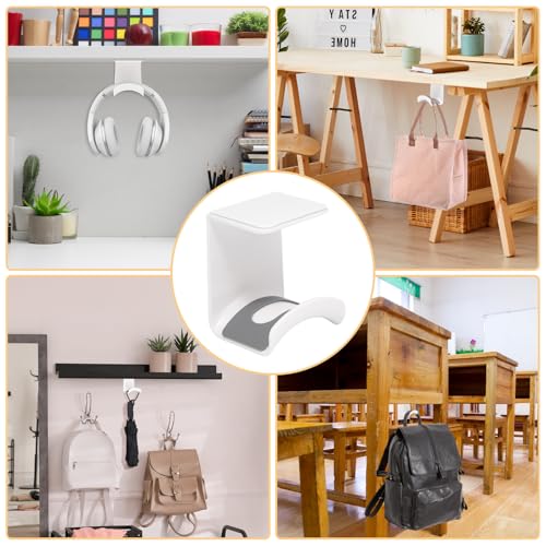 1Pcs White ABS Plastic Headphone Stand Hanger, Hanging Headset Holder Hook Under Desk, Adhesive Earphones Hangers for Desk Headphone Hanger, Most Headphones and Controller - color: White, size: Under Desk