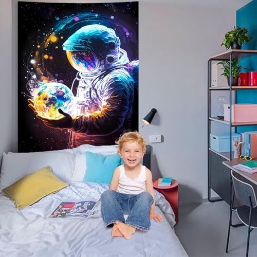 Atrippy Astronaut Space Tapestry for Bedroom, Cool Galaxy Planet Wall Hanging, Fantasy Outer Spaceman Room Decor Art Poster Aesthetic for Boys Men Guys College Dorm Living Room 40in×60in - color: Planet Astronauts, size: 60"L x 40"W
