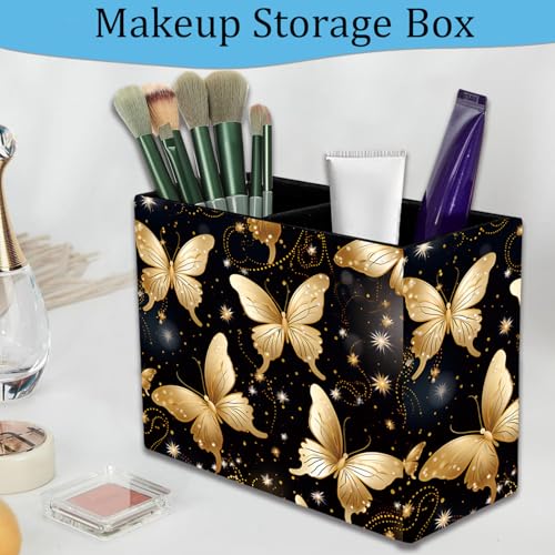 Pen Holder and Anti-Slip Mouse Pad Combination, Makeup Brush Storage Box, Tableware Storage Box, Suitable for Office and Home - Golden Butterfly - color: Golden Butterfly