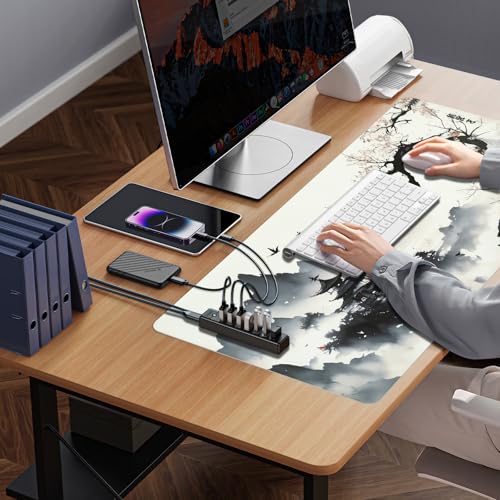 Japanese Mouse Pad, Large Japanese Desk Mat, Leather Desk Pad, Waterproof Keyboard Mat, Non-Slip Computer Mat, Keyboard and Mouse Pad for Office Decor (31.5"x15.7") - color: Inkhill, size: 31.5" x 15.7"