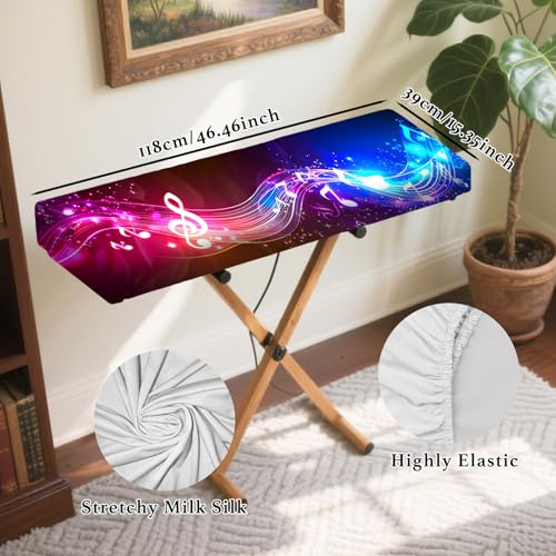 Nuxovilar Stretchy 88 Keys Keyboard Piano Dust Cover, Dust - Proof Elastic Milk Silk with Colorful Music Note Wave Designs for Digital Pianos - color: hd02413