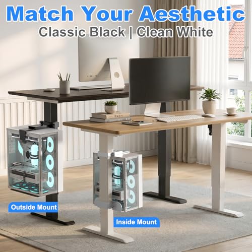Under Desk PC Mount - No Drilling 50 lb Capacity, Fits 3 Fixed Square Desk Legs, CPU Holder Under Desk, Adjustable Clamp-on Desk Leg PC Mount for Standing Desk, with Non-Slip Pads, Black - color: Black, size: Fits 3 Sq. Leg Sizes