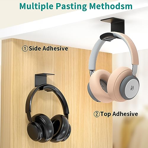 HomeMount Headphone Hook Under Desk - Headphone Holder Under Table, Adhesive Gaming Headphone Stand Hanger Desk Mount for Most Headphone(Black-2P) - color: Black-2P