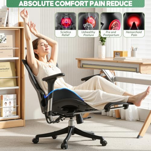 Benazcap Memory Foam Seat Cushion, Ergonomic Office Chair Pressure Relief | Premium memory foam cushion with breathable cover, ergonomic design for office chairs, cars, wheelchairs. - color: Black, size: 17.32×18.90×1.97 / 5.12 inch