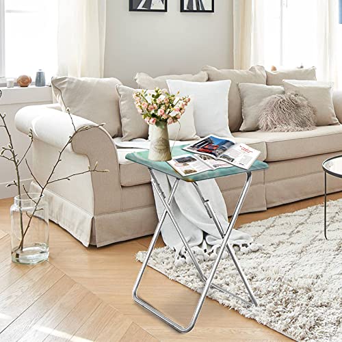 Garden 4 you Folding TV Tray Table TV Dinner Table with Sturdy MDF Top,Eating Trays for Living Room with No Assembly Required 15 x 18.9 x 26 in(Sea Blue,1PC) - color: Sea Blue, size: 1pc