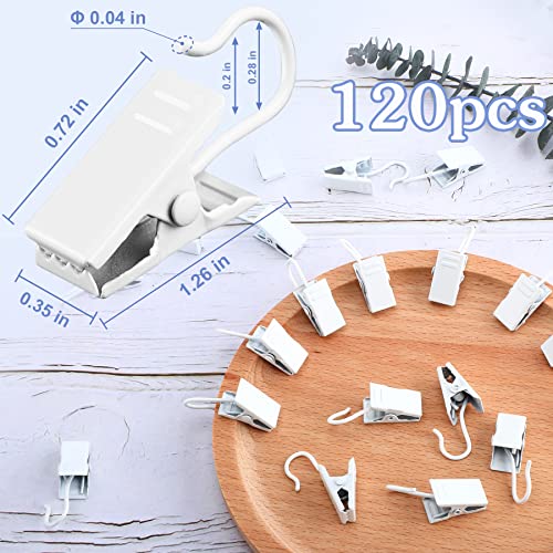 JANYUN 120 Pack White Clip Hook Set Curtain Clips for Curtain Picture Home Decoration Art Craft Dispaly Hang Light Clip (White) - color: White