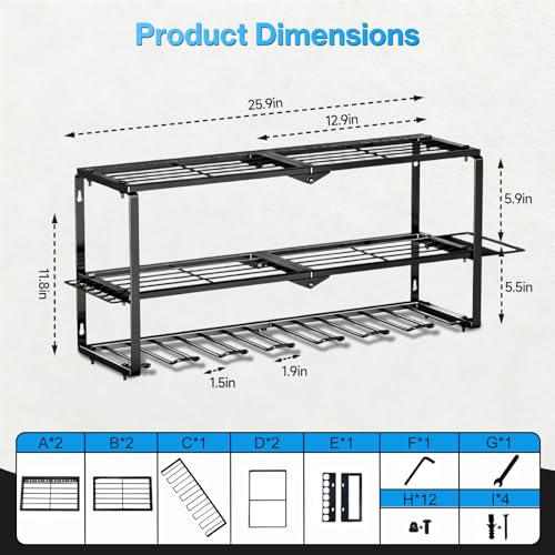 Heavy Duty Power Tool Organizer Wall Mount - 3 Tier Metal Tool Rack with 7 Drill Holders, 300LB Capacity for Garage, Workshop, Pegboard Storage - color: Without charging station, size: 3 Layer/7 Tool Holder