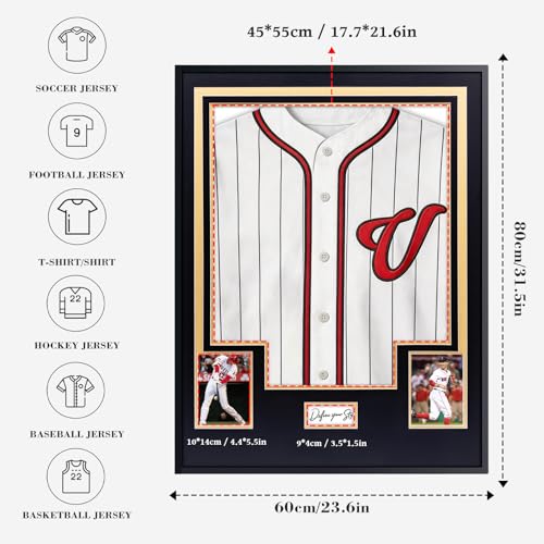 Aluminum Jersey Display Frame Case Large Shadow Box Jersey Frame with Photo Slots 98% UV Protection Clear Acrylic for Football, Hockey, Basketball, Baseball Shirt Ideal Gift for Sports Fans - color: Jersey Frame 10