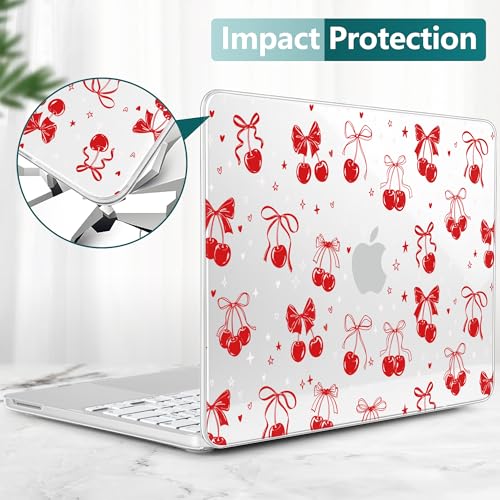 DONGKE Compatible with MacBook Neo 13 Inch Case 2026 A3404 A18 Pro chip & Touch ID, Plastic Hard Shell with Keyboard Cover, Screen Protector & Dust Plugs, Cherry & Bow - color: Cherry & Bow