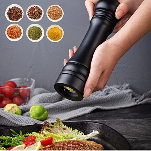 Wooden Pepper Mill Black Pepper Grinder Kit Manual Mills Solid with Strong Adjustable Ceramic Grinders Set 8 Inches - color: E Black Wooden Pepper Mill