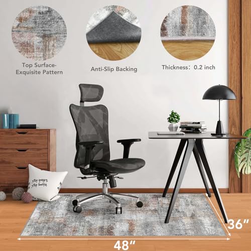 Office Chair Mat for Hardwood Floor&Tile Floor,36"X 48" Heavy Duty Desk Chair Mat for Hard Floors,Under Desk Rug for Rolling Computer Chair,Anti Slip,Low Pile Carpet Floor-Abstract Grey - color: Abstract Grey, size: 36"X 48"