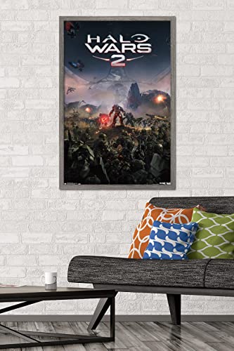 Trends International Halo: Halo Wars 2 - Key Art Wall Poster, 22.375" x 34", Barnwood Framed Version - color: Barnwood Framed Version, size: 34"L x 22.4"W