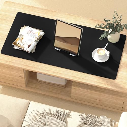 Mouse Pad Desk Protector Mat, Large PU Leather Office Desk Mat, Non-Slip Desk Pad for Keyboard and Mouse, Waterproof Desk Blotter Pad for Writing, Wide & Smooth Laptop Desk Pads, Black (17''X48'') - color: Black, size: 17" x 48"