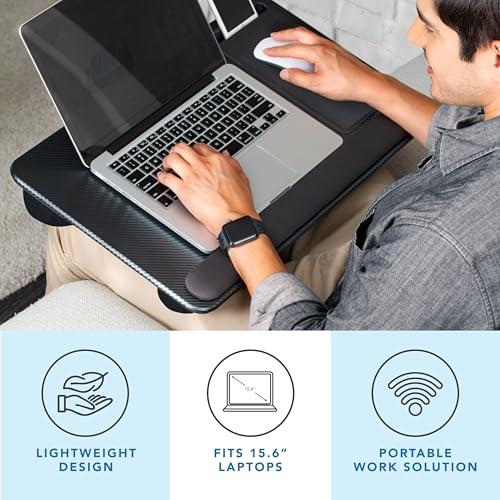 LAPGEAR Home Office Pro Lap Desk with Wrist Rest, Mouse Pad, and Phone Holder - Black Carbon - Fits up to 15.6 Inch Laptops - Style No. 91598 - color: Black Carbon, size: Home Office Pro W/Wrist Rest