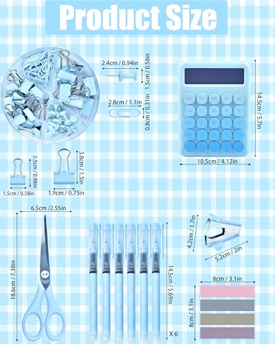 LXEVIHK 20Pcs Blue Desk Organizers and Accessories With Mesh Desk Organizer and 360°Rotating Pen Holder and a Lot of Office Blue Office Supplies Beautifully Presented in a Gift Box - color: blue