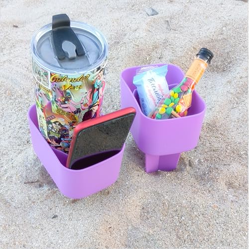 Sand Beach Cup Holder with Pocket Drink Cup Holders for Travel Multicolor 2 Pack Color Purple/Purple - color: PURPLE/PURPLE