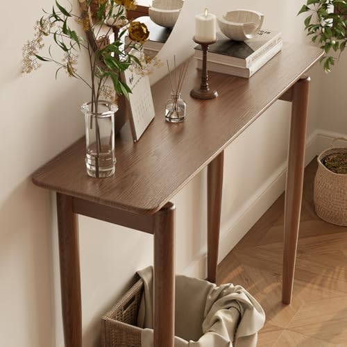 AQIMUELE Wood Console Table Walnut Entryway Table, Thin Console Table, Sofa Tables for Living Room (39.4'') - color: Walnut, size: 39.4"W x 11.8"D x 29.9"H