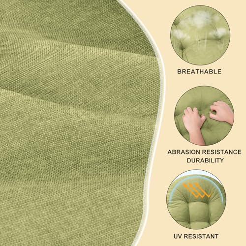 Rocking Chair Cushion - Chenille Fabric, High-Density Sponge, Durable Comfort Non-Slip Bottom Tufted Seat Pads with Ties, Chenille︱Grass Green, 44x19x4 inch - color: Chenille | Grass Green
