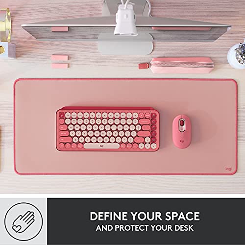Logitech Desk Mat - Studio Series, Multifunctional Large Desk Pad, Extended Mouse Mat, Office Desk Protector with Anti-Slip Base, Spill-Resistant Durable Design, in Darker Rose - color: Darker Rose
