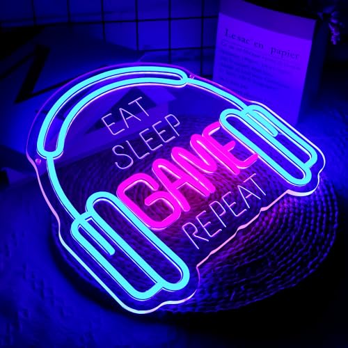 Game Neon Signs for Wall Decor Gaming Lights Headset Gamer Room Decor Gaming LED Neon Light Sign Dimmable Game Wall Decor for Boys Bedroom Video Gaming Gifts for Gamers Teen Men Size 13.8*12.2in(P029) - color: Game Perfect
