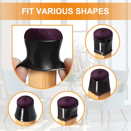 24 Pcs Chair Leg Floor Protectors for Hardwood Floors Silicone Covers to Protect Wood Tile Floors Scratches Felt Pads Furniture Leg Caps No Noise (Fit:0.5"-0.89") - color: Black-24pcs, size: Universal XS