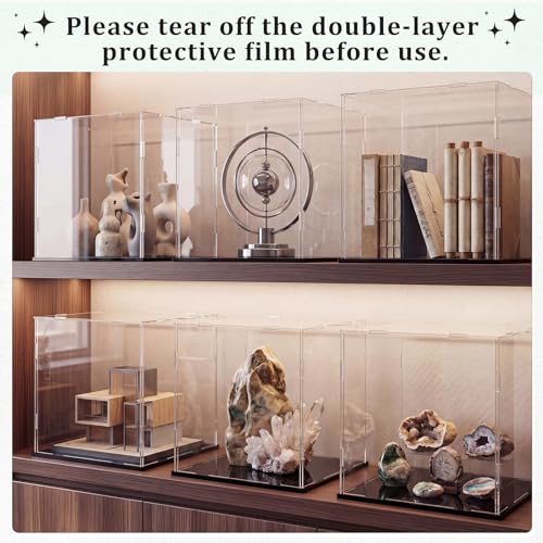 Yungyan 1 Pack Clear Self-Assembly Acrylic Display Case Transparent Dust Proof Protection Showcase for Figurine Collectibles Basketball Soccer Football Helmet (14 x 14 x 14 Inch) - size: 14 x 14 x 14 Inch