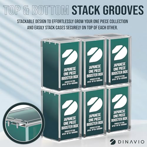 Dinavio Crafthouse Japanese One Piece Booster Box Acrylic Display Case Stackable - UV Protection with N52 Strong Magnets - Compatible with Japanese One Piece OP-04 to OP-16 Booster Box - size: Fits Japanese OP04 to OP16