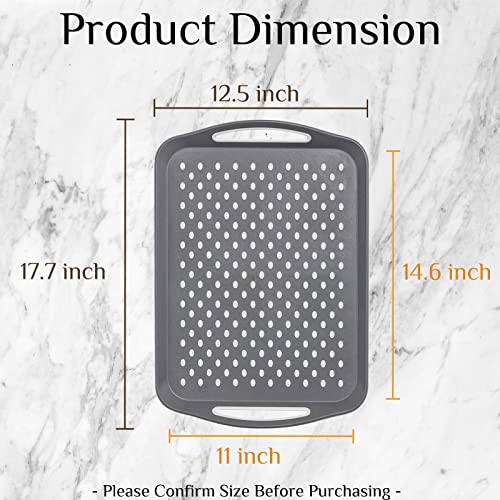 17.7" x 12.5" Anti-Slip Serving Trays with Handles, 3 Pcs X-Large Rectangular Food Serving Tray for Lap, Food Trays for Eating on Couch, Reusable and Durable, Grey - color: Gray