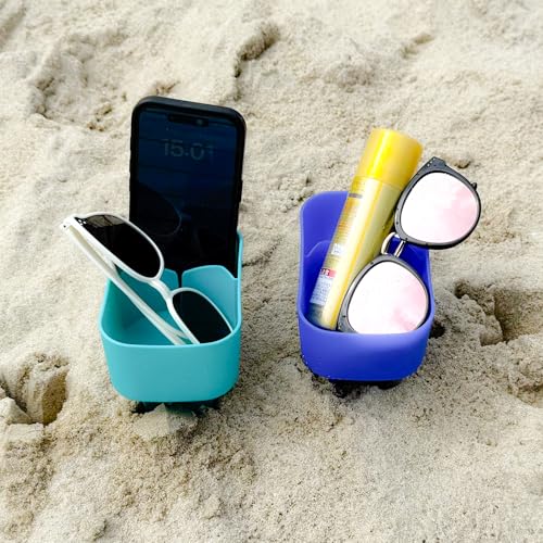 Sand Beach Cup Holder with Pocket Beach Sand Coasters Drink Cup Holders for Travel Multicolor 2 Pack Color Deep Blue/Lake Green - color: Deep Blue/Lake Green