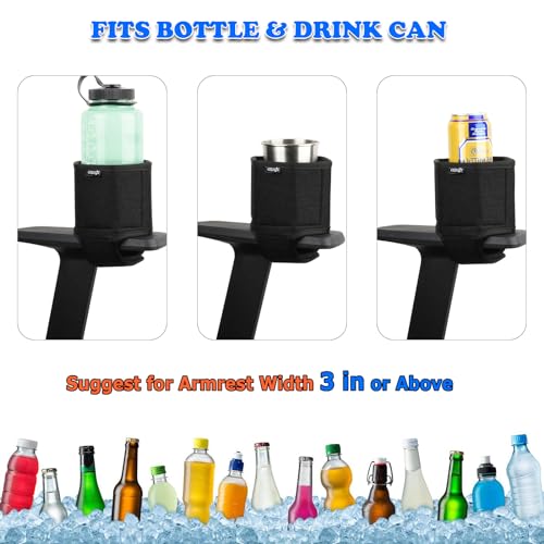Cosmos Arm Chair Cup Holder Armrest Water Bottle Holder Drink Beverage Can Stand for Armrest Chair, Recliner, Gaming & Office Chairs, Foldable Felt Armchair Coaster Rack, Black Color