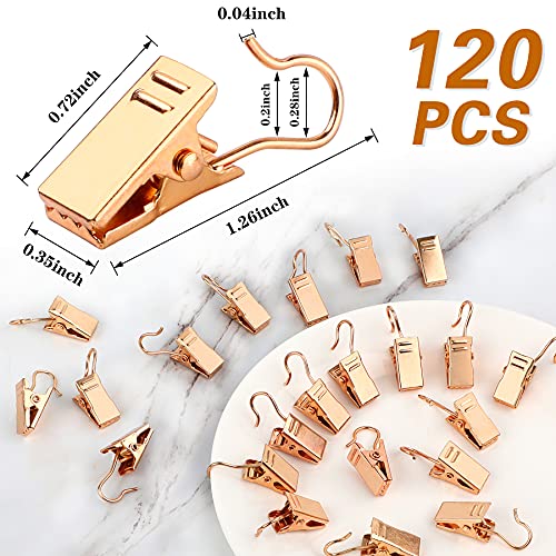 JANYUN 120 Pack Clip Hook Set Stainless Curtain Clips for Hanger Photo Light Home Decoration Art Craft Dispaly Hang Clip (Gold) - color: Gold