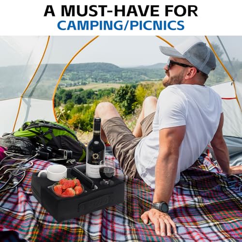 G GOOD GAIN Couch Cup Holder Pillow-Sofa Cup Holder Cozy Buddy | Bed Drink Caddy Holds Tablet, Remote, Snacks | Waterproof Anti-Spill Sofa Beverage Tray for Car, Park, Beach, Picnic, Boat, RV(Black) - color: Black, size: 12.5 x 9.5 inches