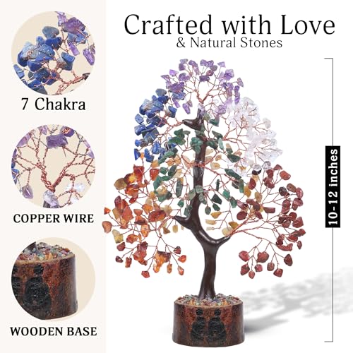 7 chakra tree of life crystal tree, home decor living room decor aesthetic office decor , birthday gifts for women , birthday gifts for mom , retirement gift for woman , crystals and healing stones - color: Ba Seven Chakra Copper Wire
