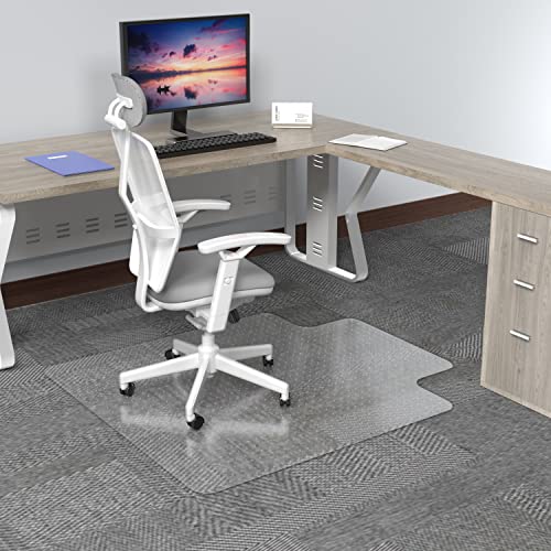 Amyracel Clear Chair Mat for Low Pile Carpet, 53'' x 45'' Thick Computer Desk Chair Mat for Carpeted Floors, Easy Glide Plastic Floor Mat for Office Chair on Carpet Protection (45'' x 53'' with Lip) - color: Spiked Clear, size: 45" x 53" Lip