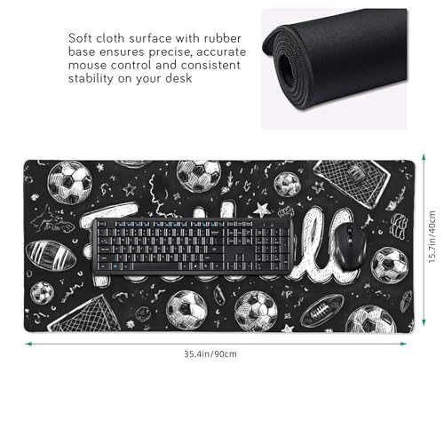 Football Soccer Gaming Mouse Pad, Large Desk Mat, Non-Slip Rubber Base, 35.4" x 15.7", for PC and Laptop - color: Football