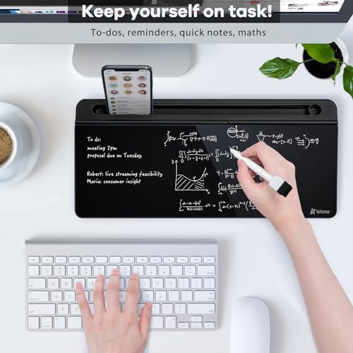 Varhomax Desktop Whiteboard with Storage, Desk Organizer Dry Erase Glass White Board to-do List Memo Notepad for Home Office and School Supplies (Black) - color: Black