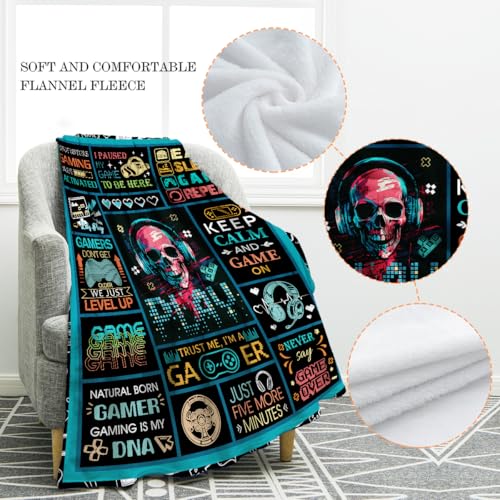 Jekeno Gamer Gaming Blanket Gifts for Men Women Kids Boys Girls Teen Friends Birthday Christmas Halloween Presents Home Bedroom Game Room Decor Game Controller Gamepad Throw Blanket 60"x80" - color: Blue Red, size: 60"x80"