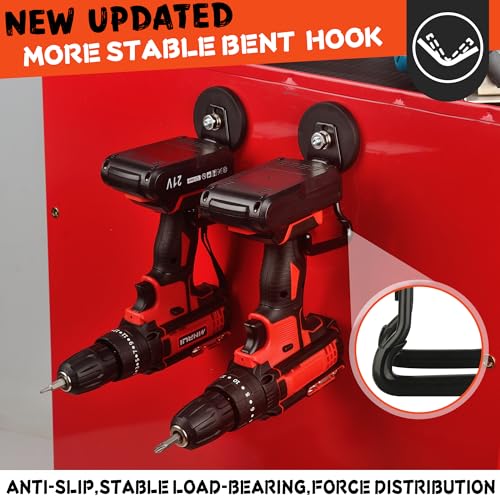 ULIBERMAGNET Upgraded Large Magnetic Hooks,Strong Heavy Duty Magnet Hooks for Power Drill,Broom,Garden Tools,Pegboard,Garage,Workshop,Hardware, 4 Pack Magnet Storage Holder for Hanging(Black) - style: V1 PRO 2.59" Medium L Black 4PC