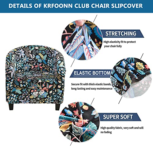 KRFOONN Club Chair Slipcover 2 Piece Stretch Printed Round Barrel Chair Covers Removable Tub Chair Slipcover with Elastic Bottom Chair Coverings Furniture Protector Cover for Living Room, A9 - color: Color A9