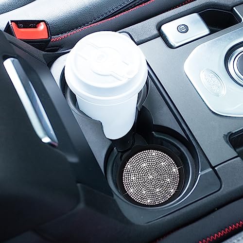 Amooca Car Cup Coaster Universal Non-Slip Cup Holders Bling Crystal Rhinestone Car Interior Accessories 2 Pack Black Whole Rhinestone - color: Black Whole Rhinestone, size: 2 Pack